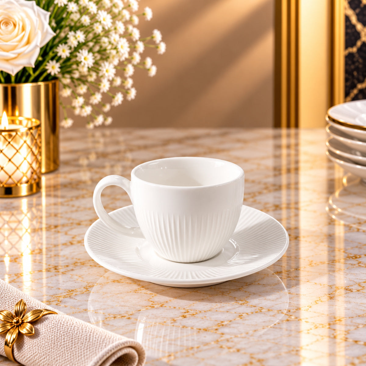 White Espresso Cup with Saucer – 90ml