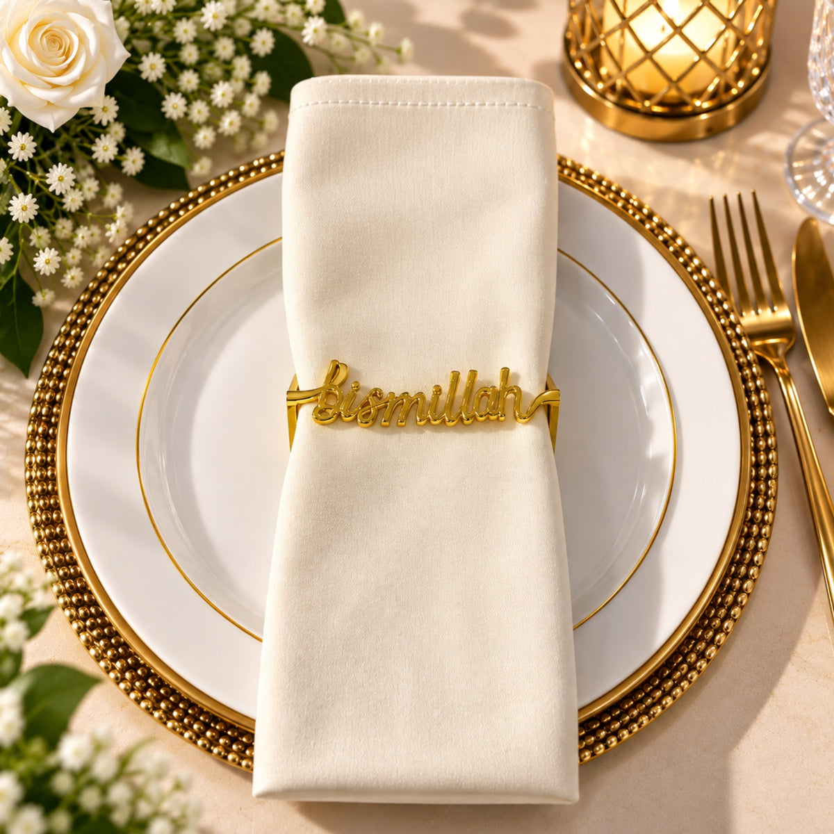 Premium Cotton Table Napkin 50 × 50 cm – White & Ivory