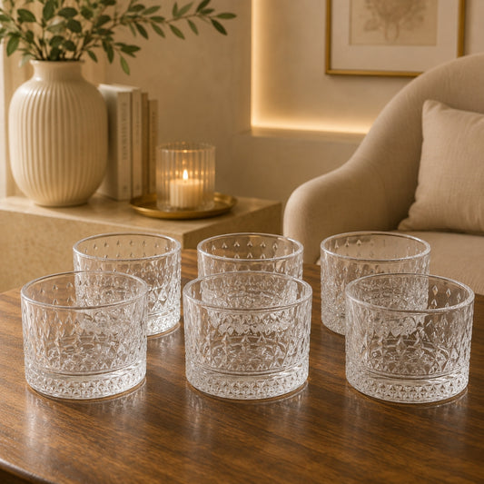 6-Piece Clear Glass Dessert Bowl Set 220ml