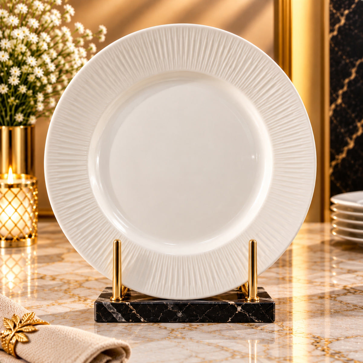 Elegant White Textured Plate Collection – 16cm, 23cm & 25cm