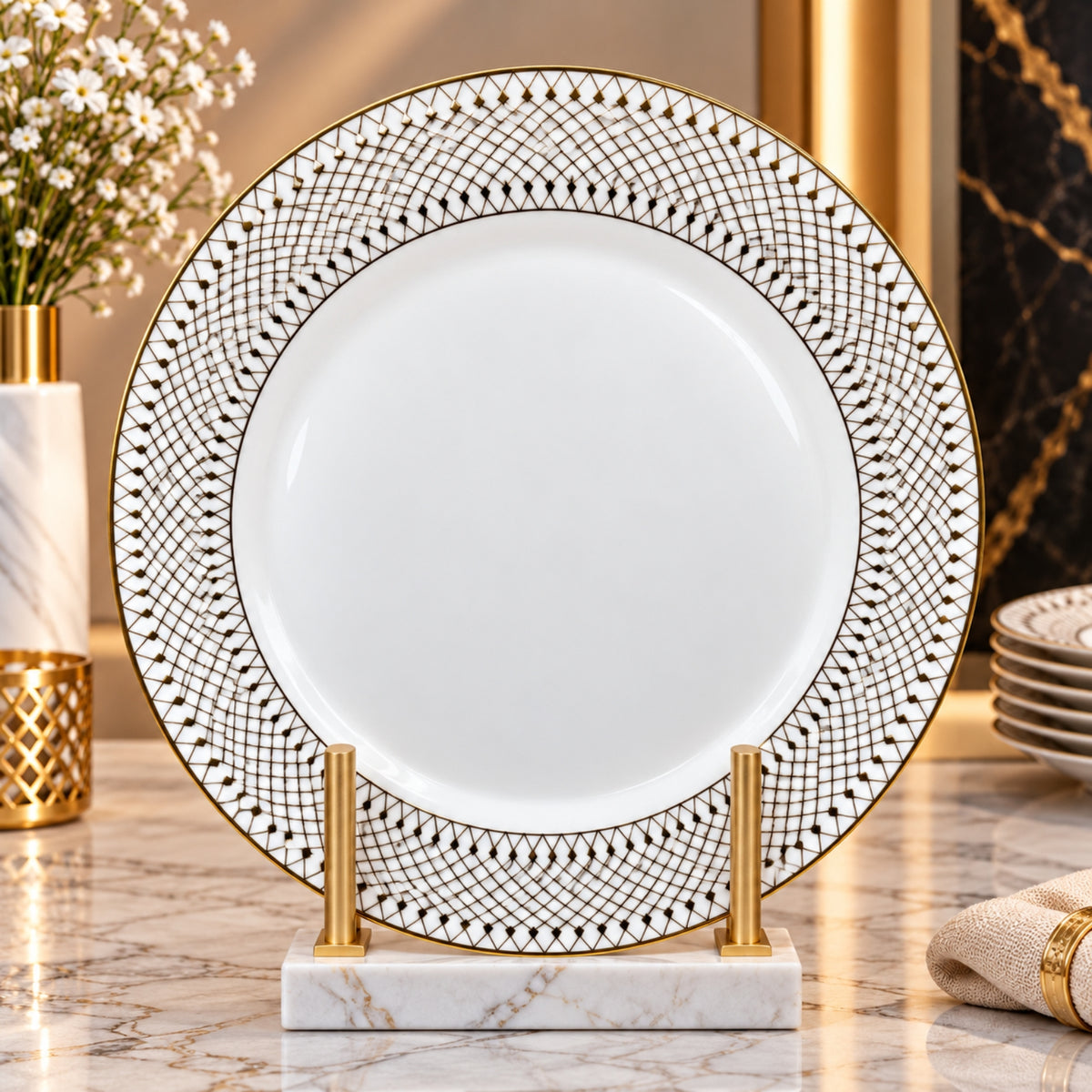 Luxury Gold Pattern Decorative Plates – 15", 20" & 26"