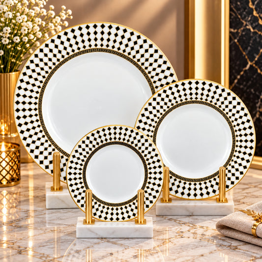 Luxury Black Diamond Pattern Decorative Plates – 15", 20" & 26"