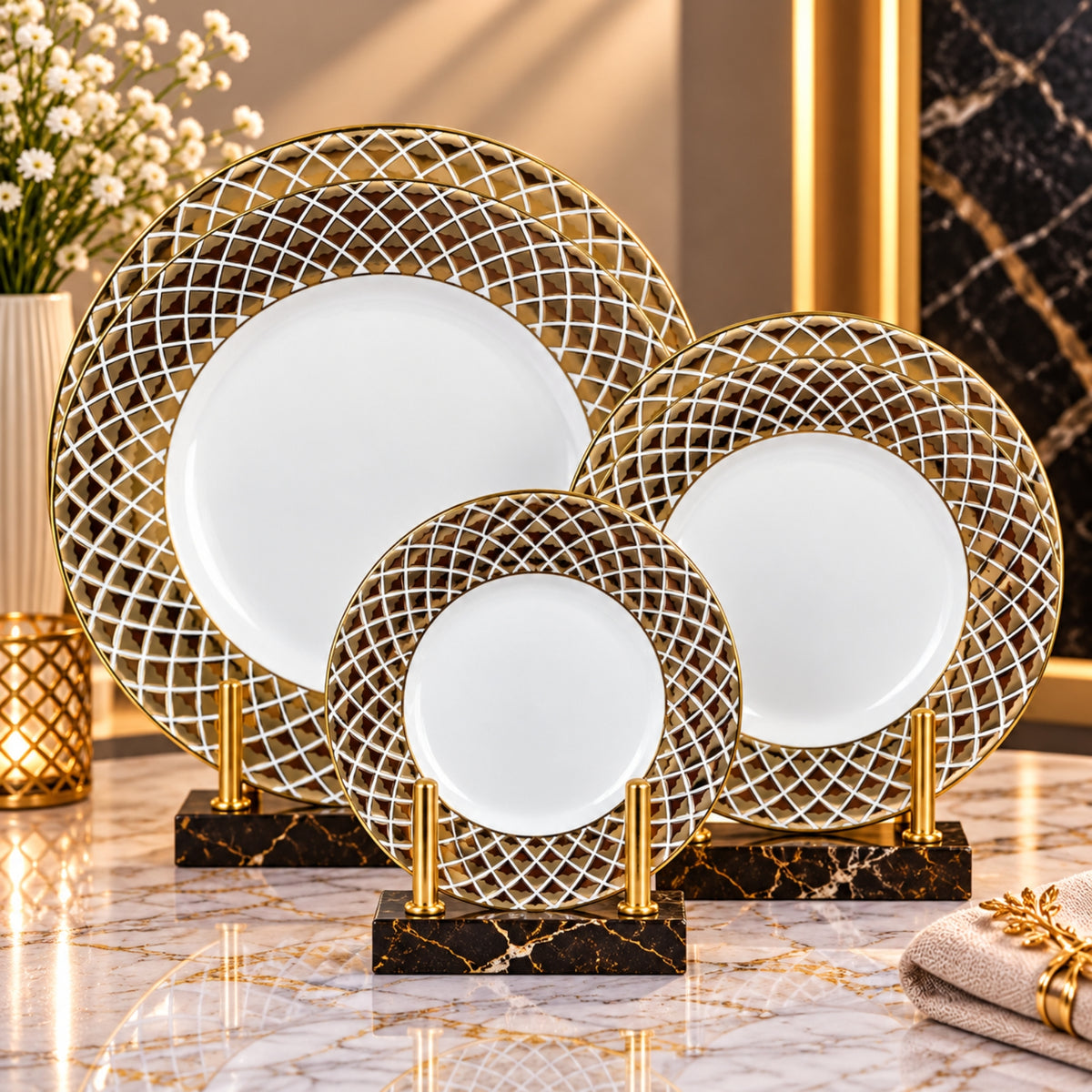 Luxury Gold Lattice Decorative Plate – 15", 20" & 26"
