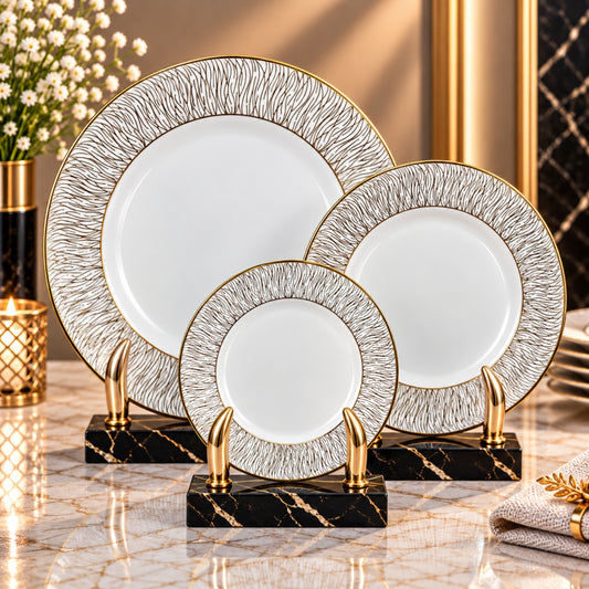 Luxury Gold Wave Pattern Decorative Plate – 15", 20" & 26"
