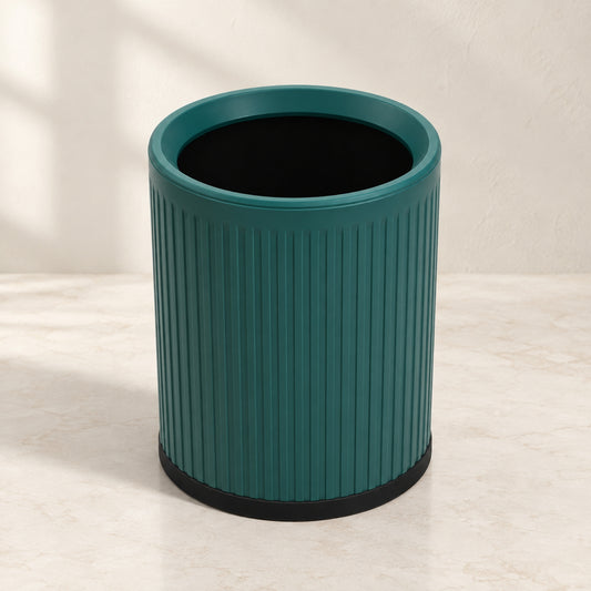 Round Green Waste Bin – Ribbed Open-Top Design