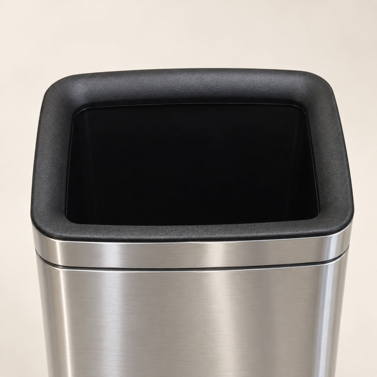 Rectangular Stainless Steel Open-Top Waste Bin – Silver & Black