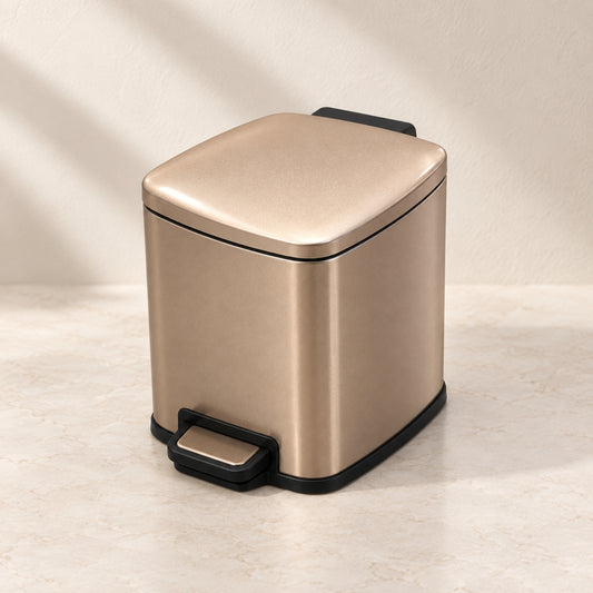 Rose Gold Mirror Pedal Waste Bin with Lid – Modern Square Design