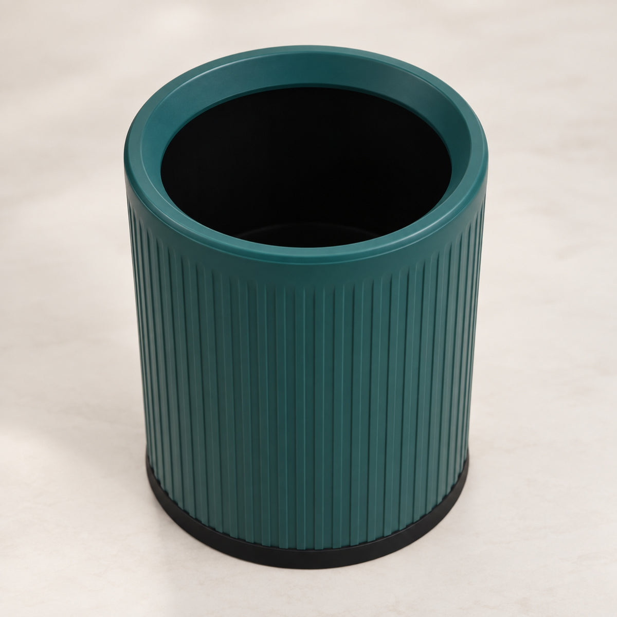 Round Green Waste Bin – Ribbed Open-Top Design