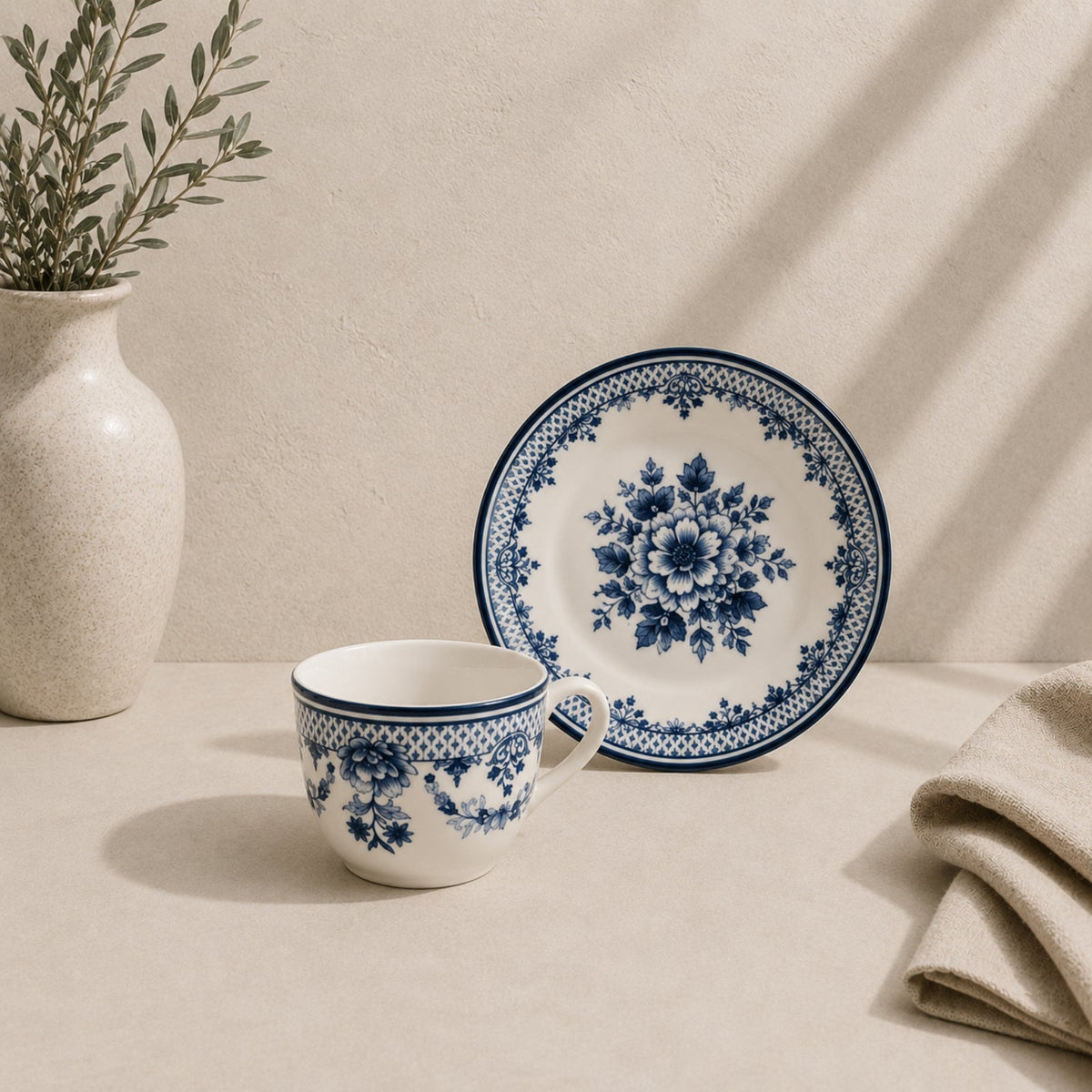 Avalora Blue Porcelain Espresso Cup & Saucer Set 90ml | CL-2503KAEC/A+B