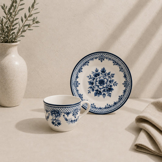 Avalora Blue Porcelain Espresso Cup & Saucer Set 90ml | CL-2503KAEC/A+B