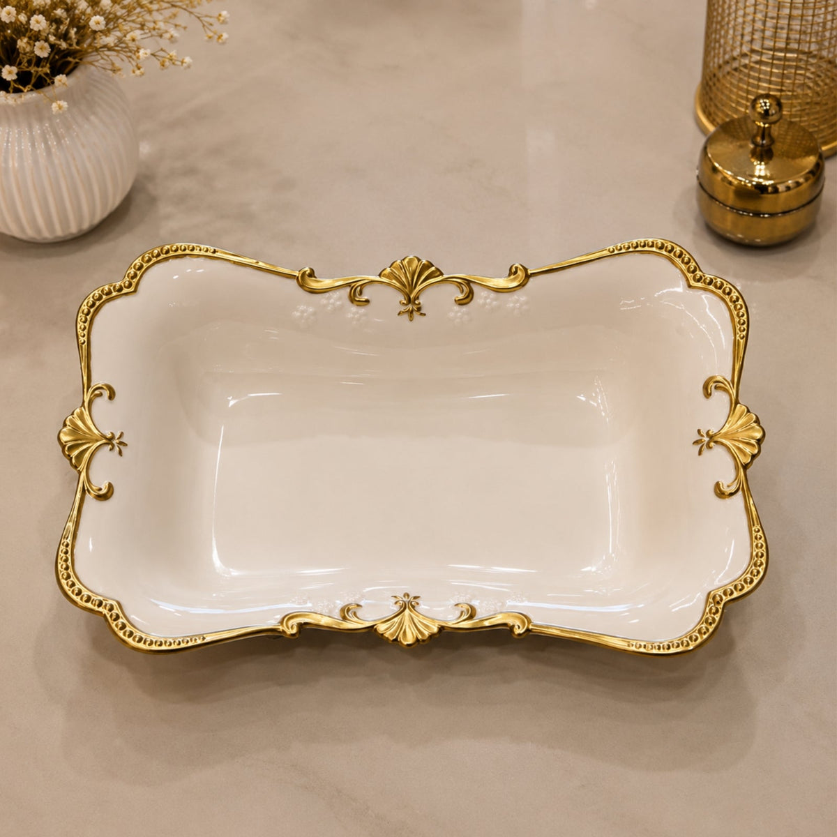 Luxury Rectangular Fruit Bowl 26cm | BRKH-66-4