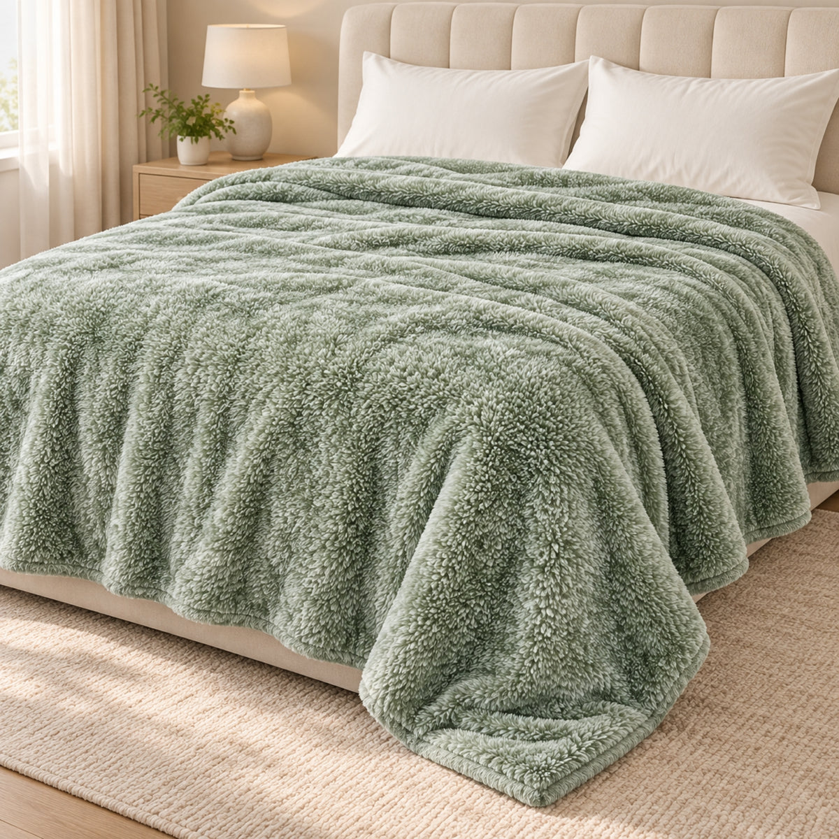 Lively Single Comfort Blanket – Sage Green | 165 × 229 cm, 350 GSM