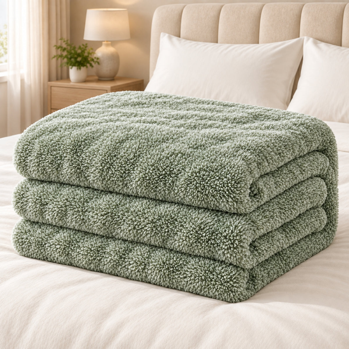 Lively Single Comfort Blanket – Sage Green | 165 × 229 cm, 350 GSM