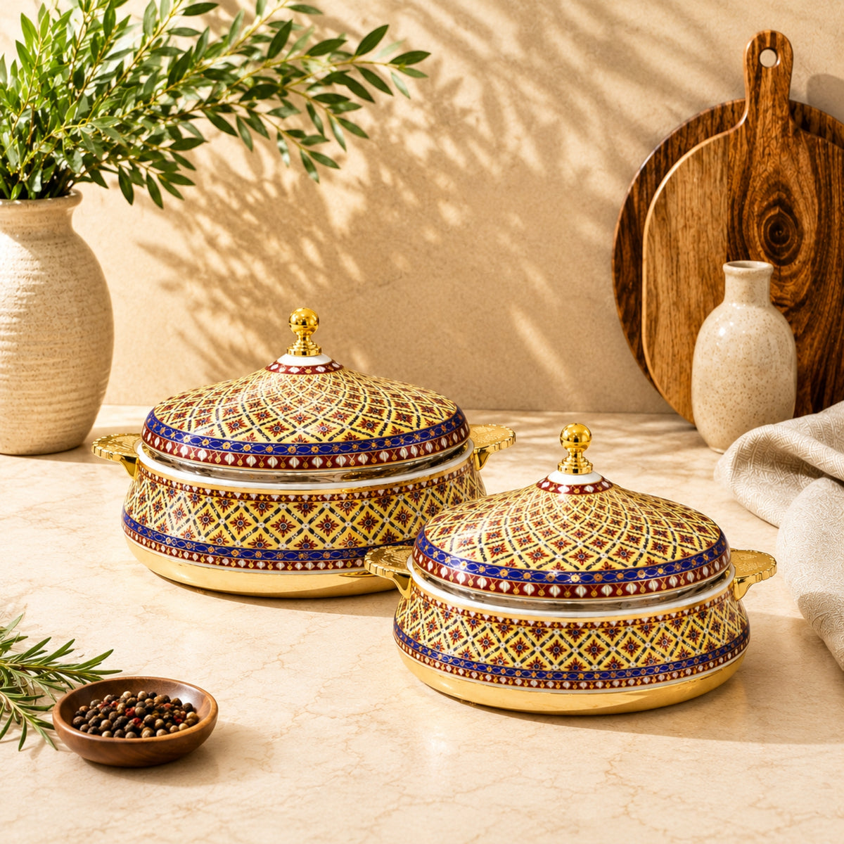 Yellow & Blue Decorative Hot Pot – 3.5L & 4.5L