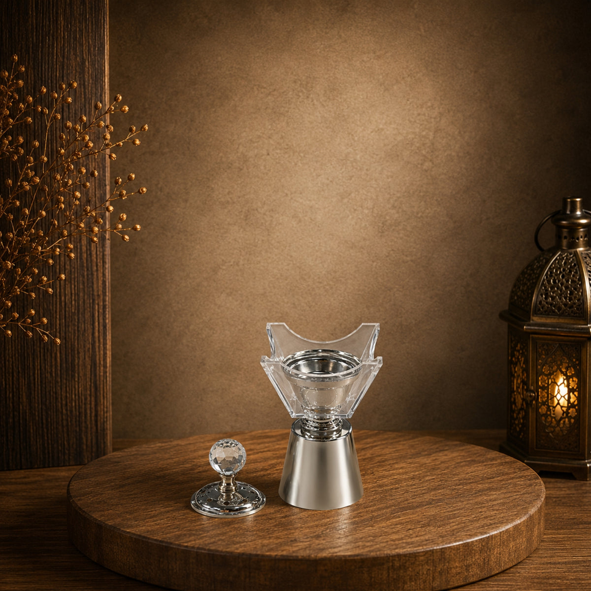 Silver Crystal Incense Burner 8 × 15 cm – DB5022-S