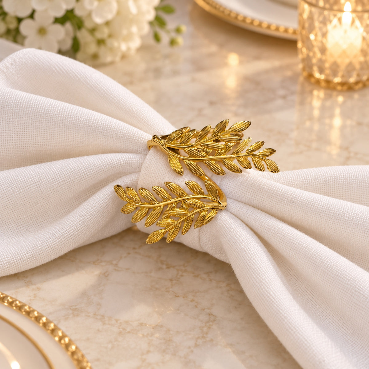 Elegant Gold Leaf Napkin Holder – Decorative Napkin Ring