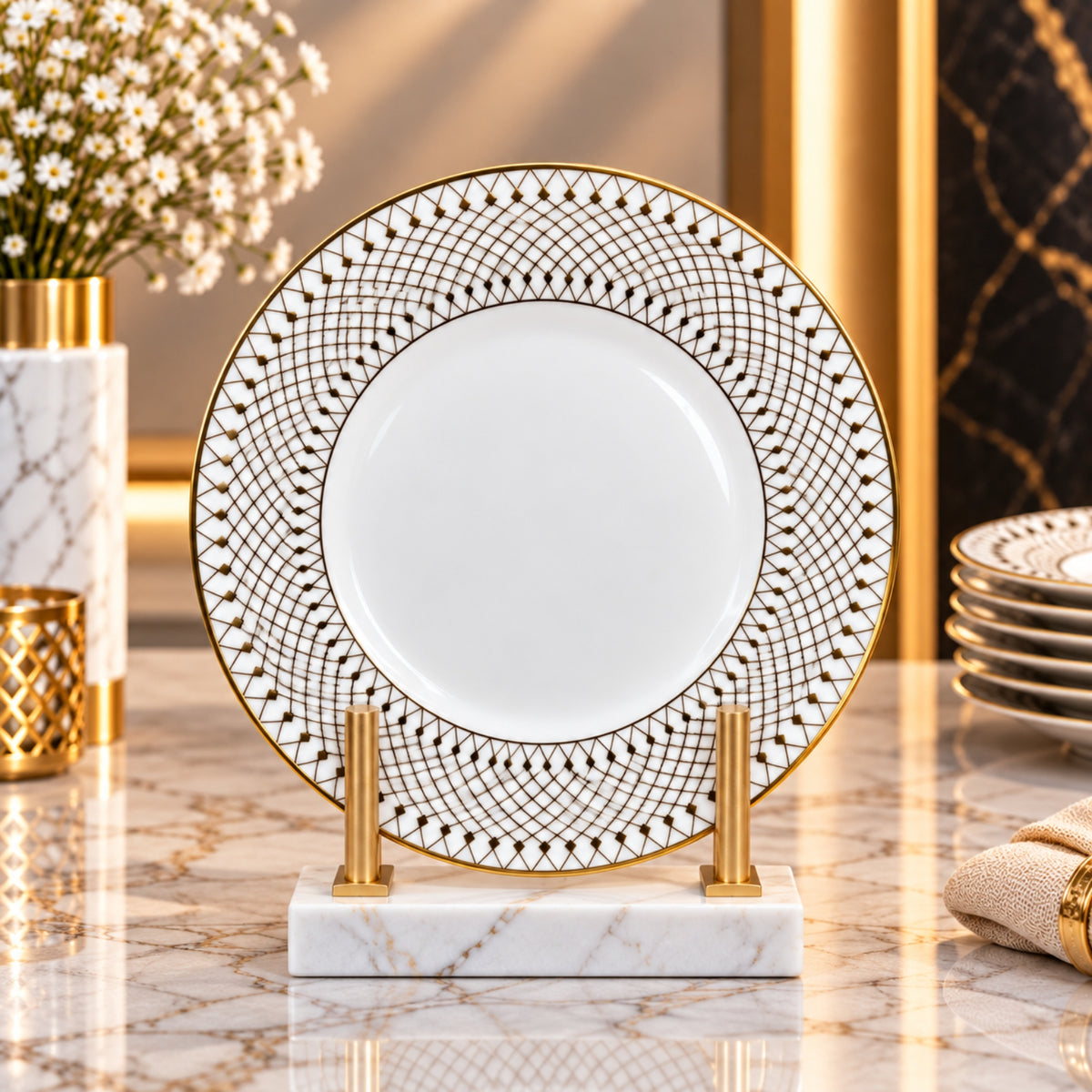 Luxury Gold Pattern Decorative Plates – 15", 20" & 26"