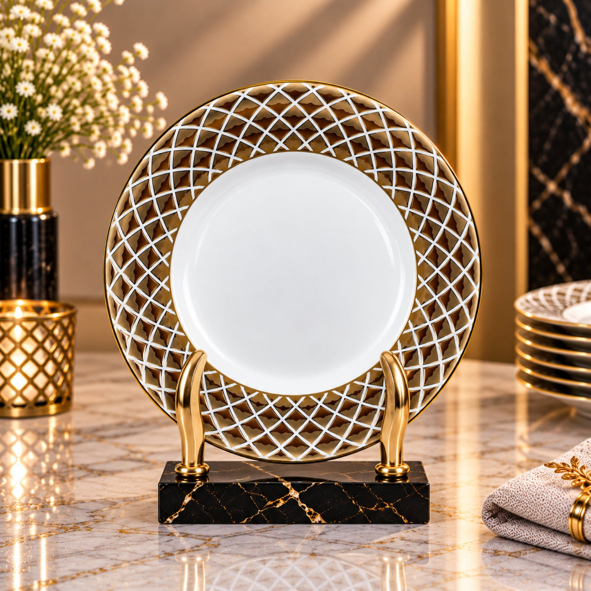Luxury Gold Lattice Decorative Plate – 15", 20" & 26"