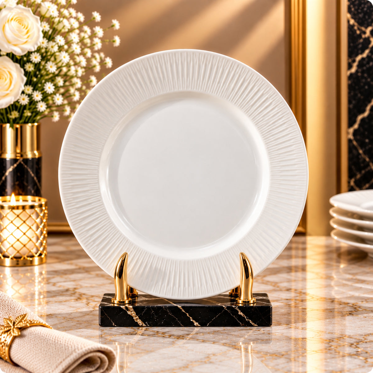 Elegant White Textured Plate Collection – 16cm, 23cm & 25cm