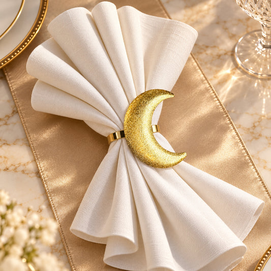 Textured Gold Crescent Moon Napkin Holder