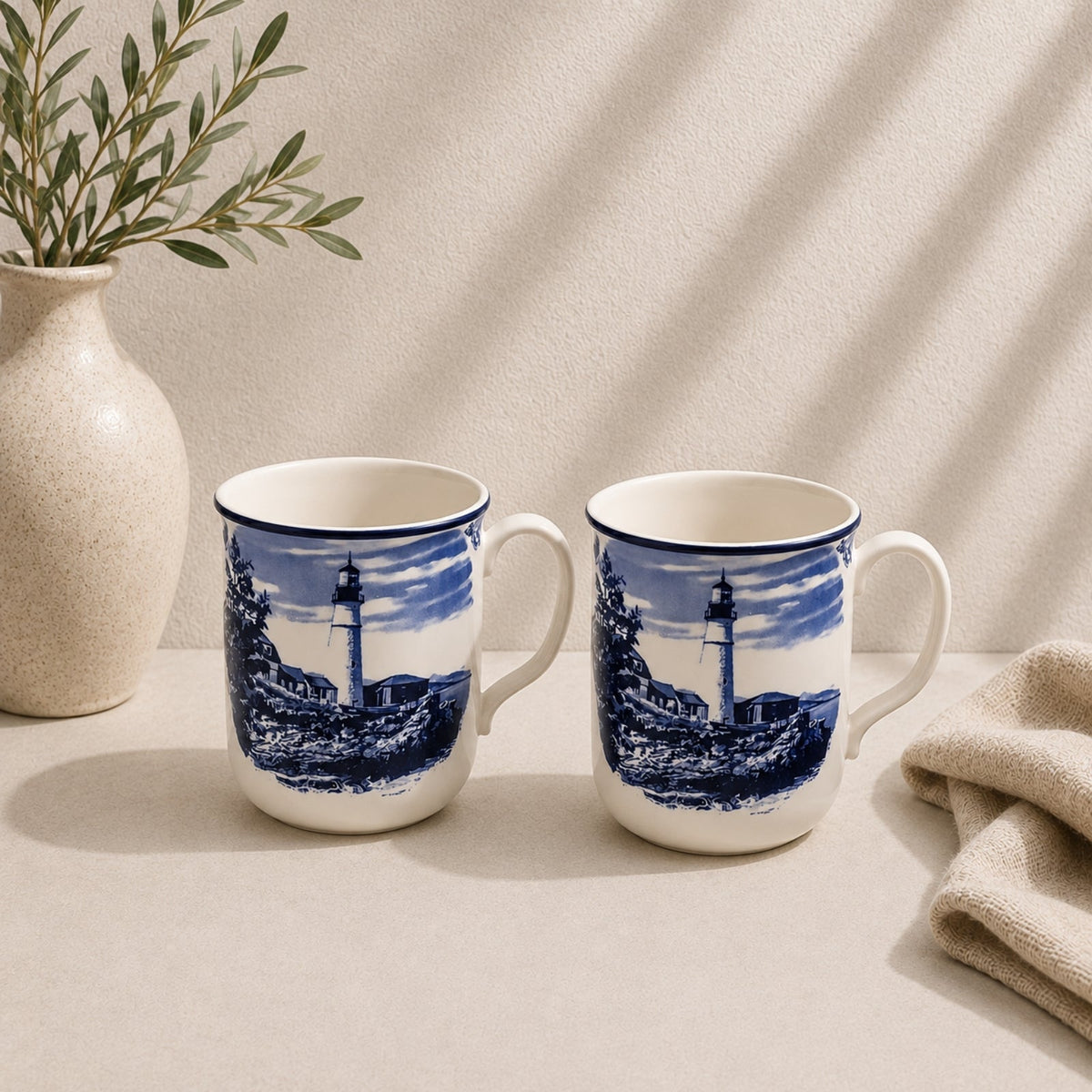 Claytan Lighthouse Blue Ceramic Mug 370ml | Hand-Glazed Stoneware