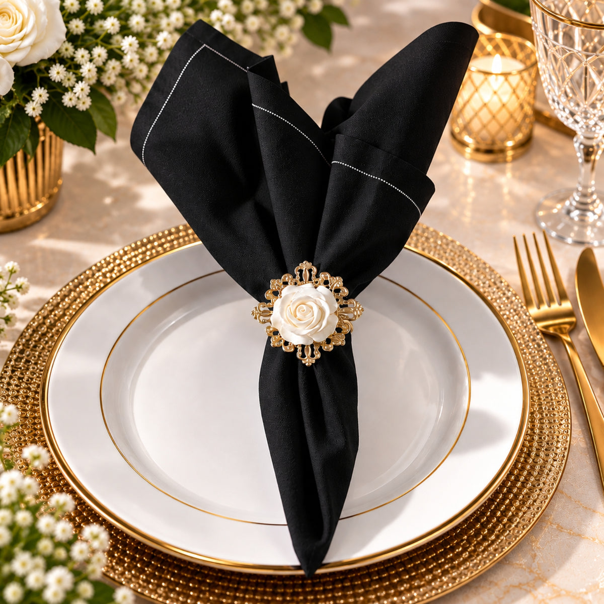 Premium Table Napkin Sheet – 40 × 40 cm | Blue & Black
