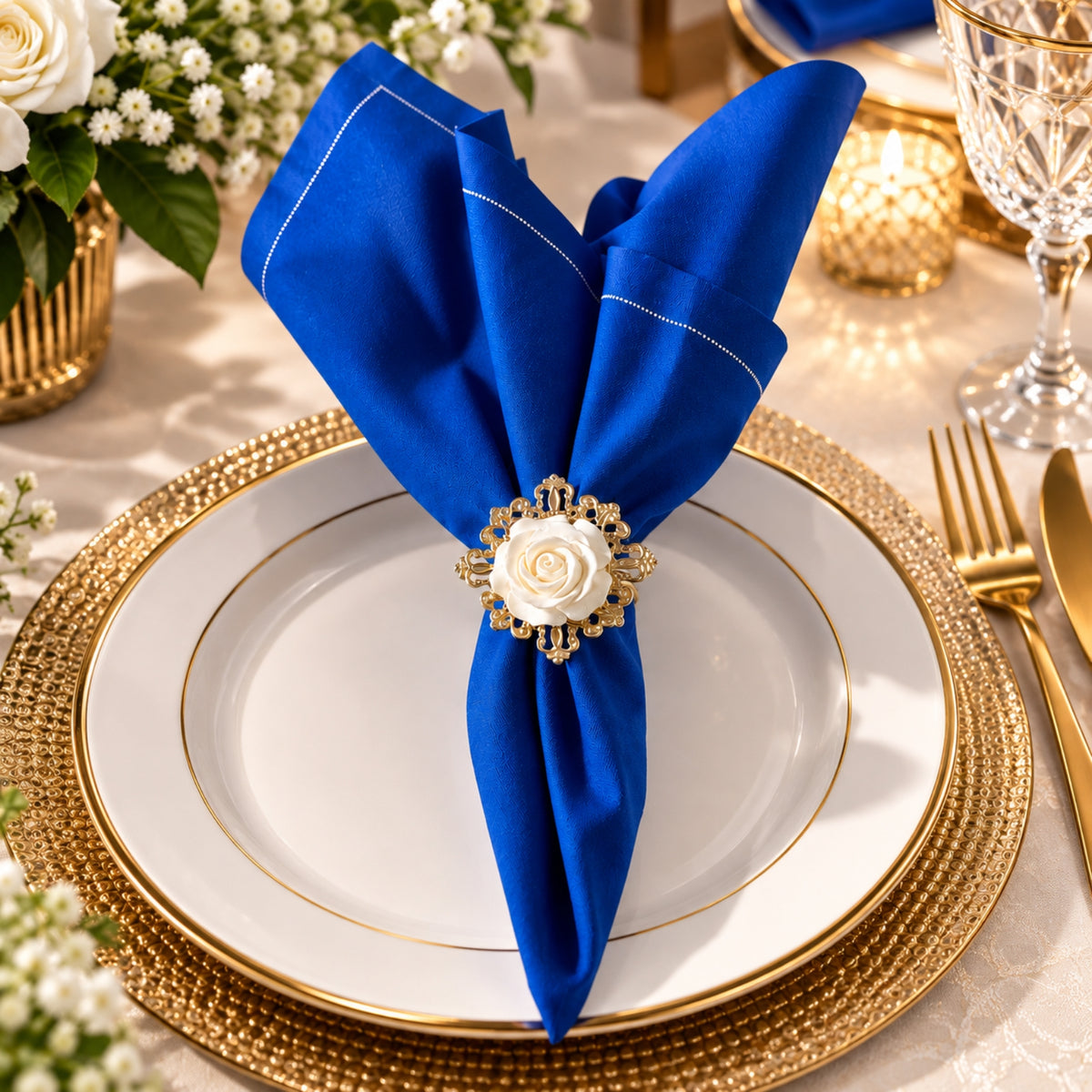 Premium Table Napkin Sheet – 40 × 40 cm | Blue & Black