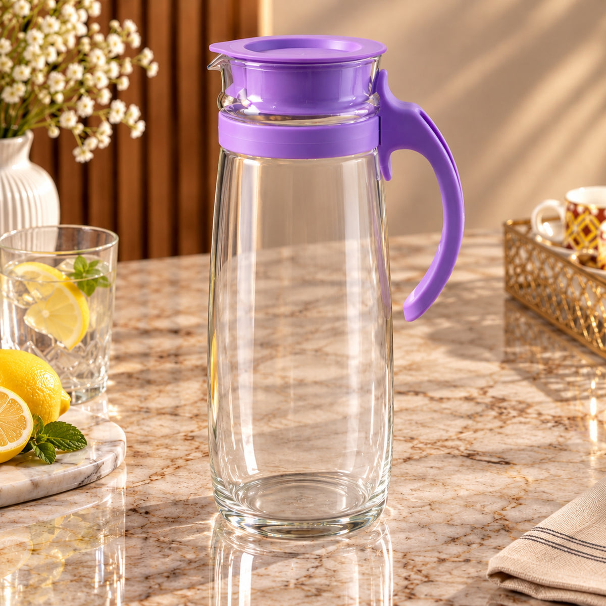 Ocean Divano Purple Water Pitcher Jug 1660ml – Clear Glass