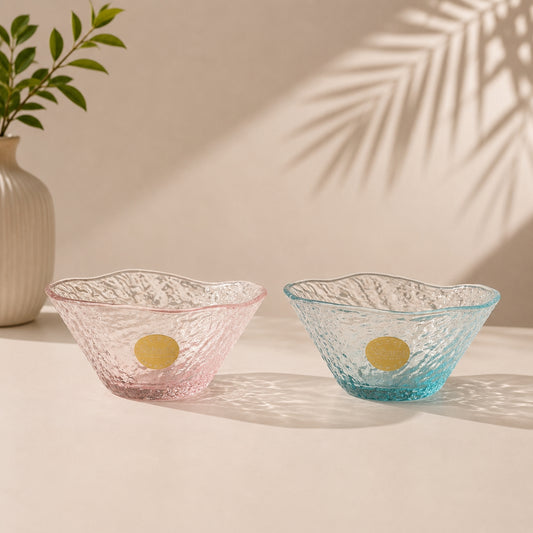 Xuanbing textured glass dessert bowl single piece available in pink and green