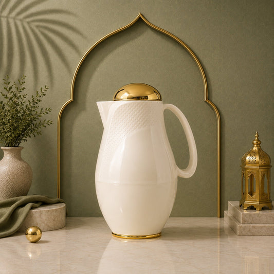 1L White & Gold Vacuum Flask By Regal | RGD16-10G