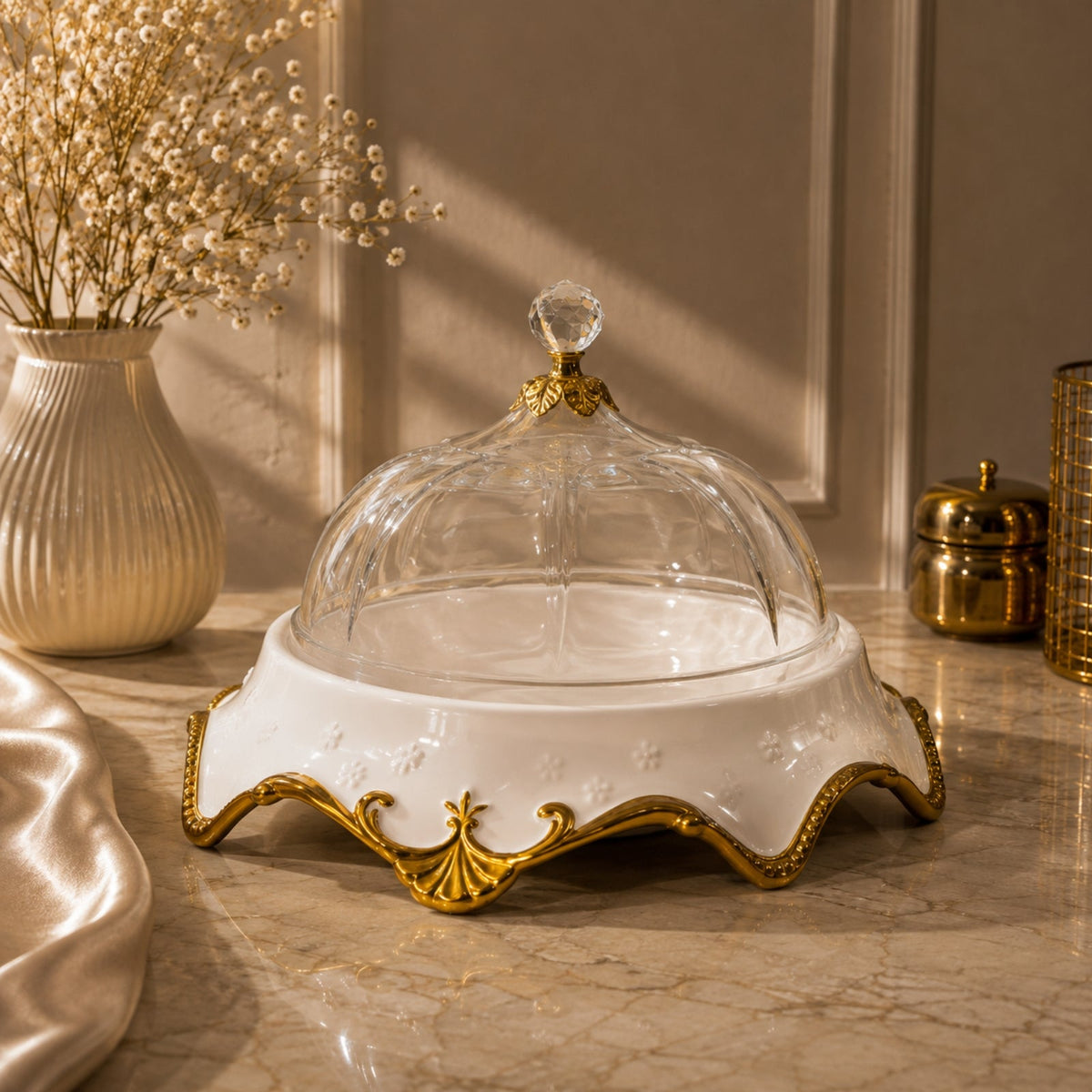 Luxury Sweet Bowl with Glass Dome 40cm | BRKH-66-9