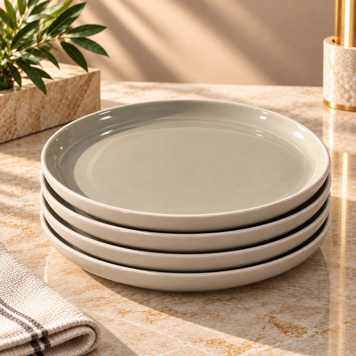 12-Piece Stoneware Dinner Set – 4 Dinner Plates, 4 Side Plates & 4 Bowls