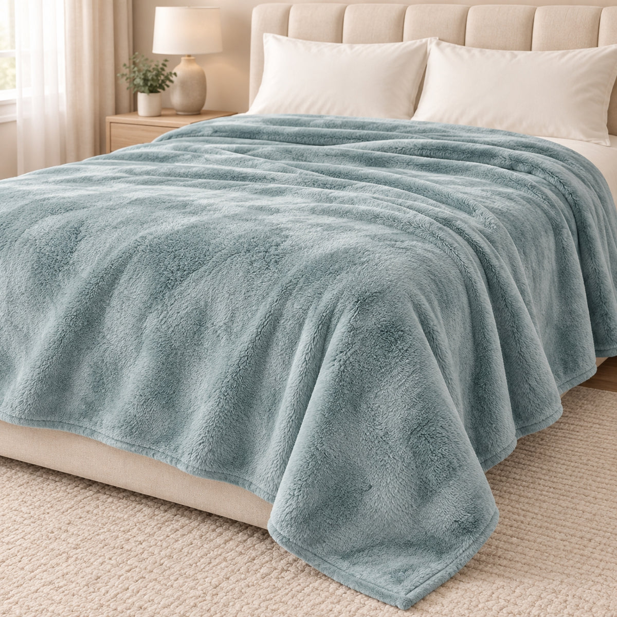 Premium Velvet Blanket – Sky Blue | 167 × 229 cm, 500 GSM