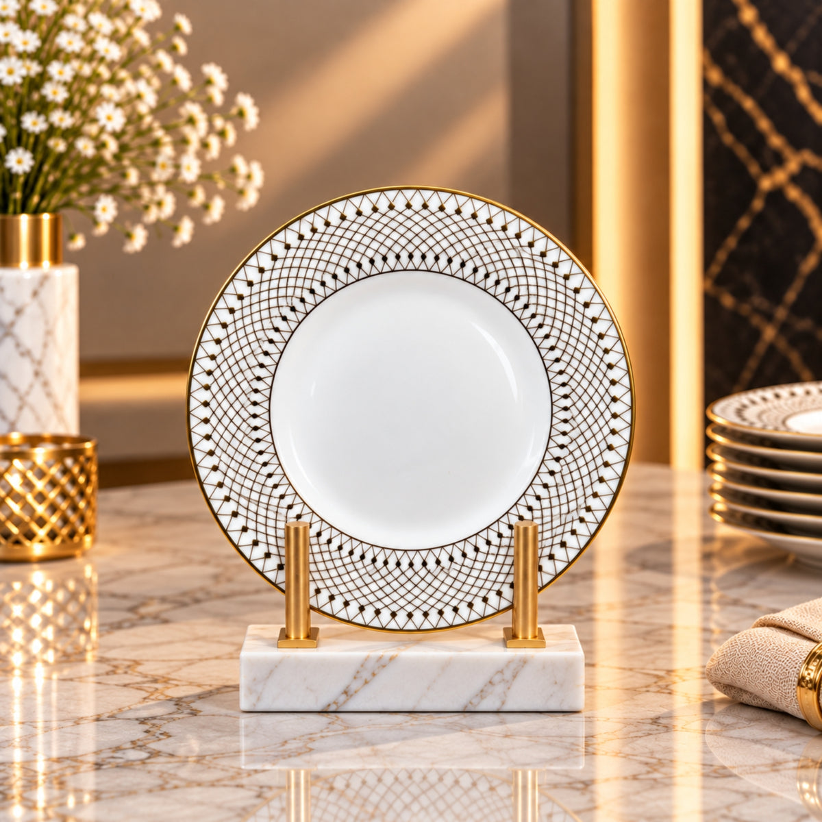 Luxury Gold Pattern Decorative Plates – 15", 20" & 26"