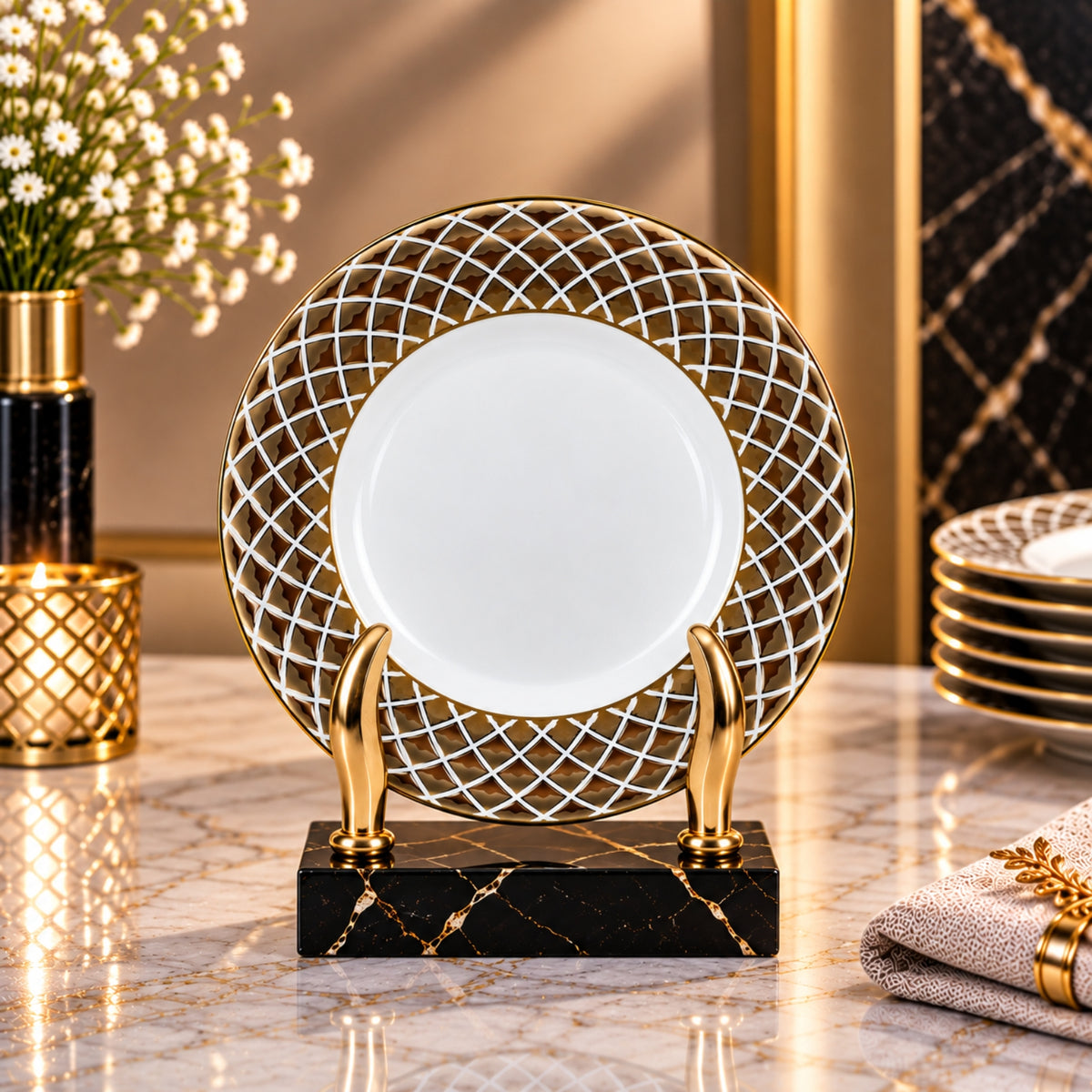Luxury Gold Lattice Decorative Plate – 15", 20" & 26"