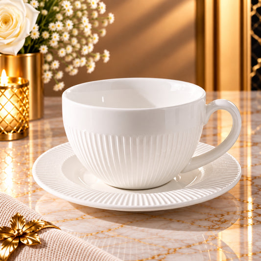 White Tea Cup & Saucer – 350ml