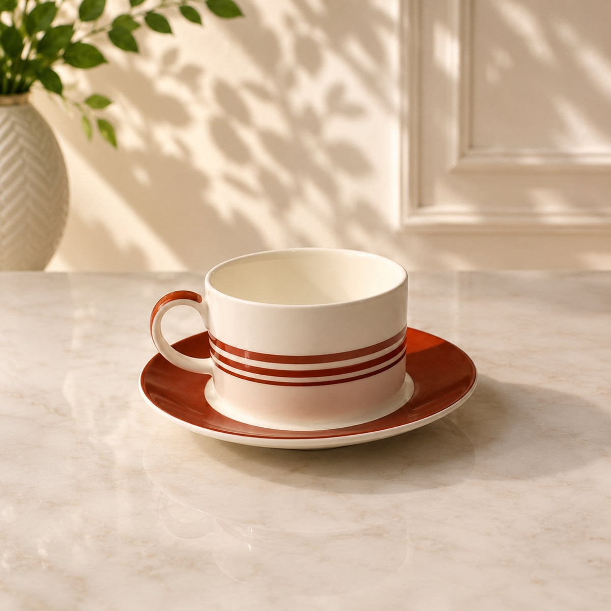 250ml Tea Cup & Saucer – Red & White