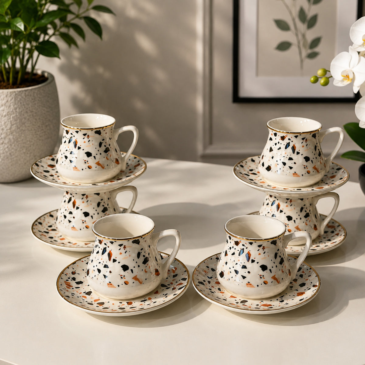 Sonashi Turkish Coffee Cup & Saucer Set – 12 Pieces | STCM4972