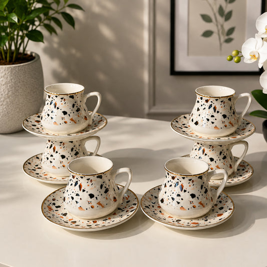 Sonashi Turkish Coffee Cup & Saucer Set – 12 Pieces | STCM4972
