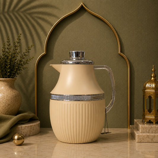 1L Khaki Vacuum Flask with Chrome Details | VHJ-R100S 