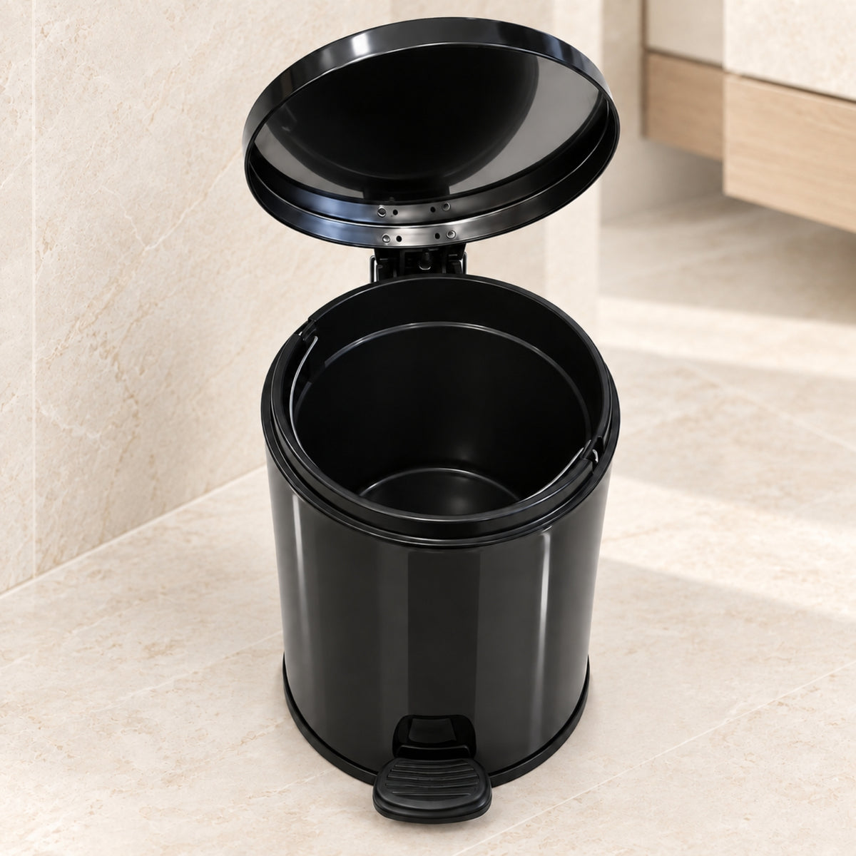 5L Stainless Steel Pedal Waste Bin – Black