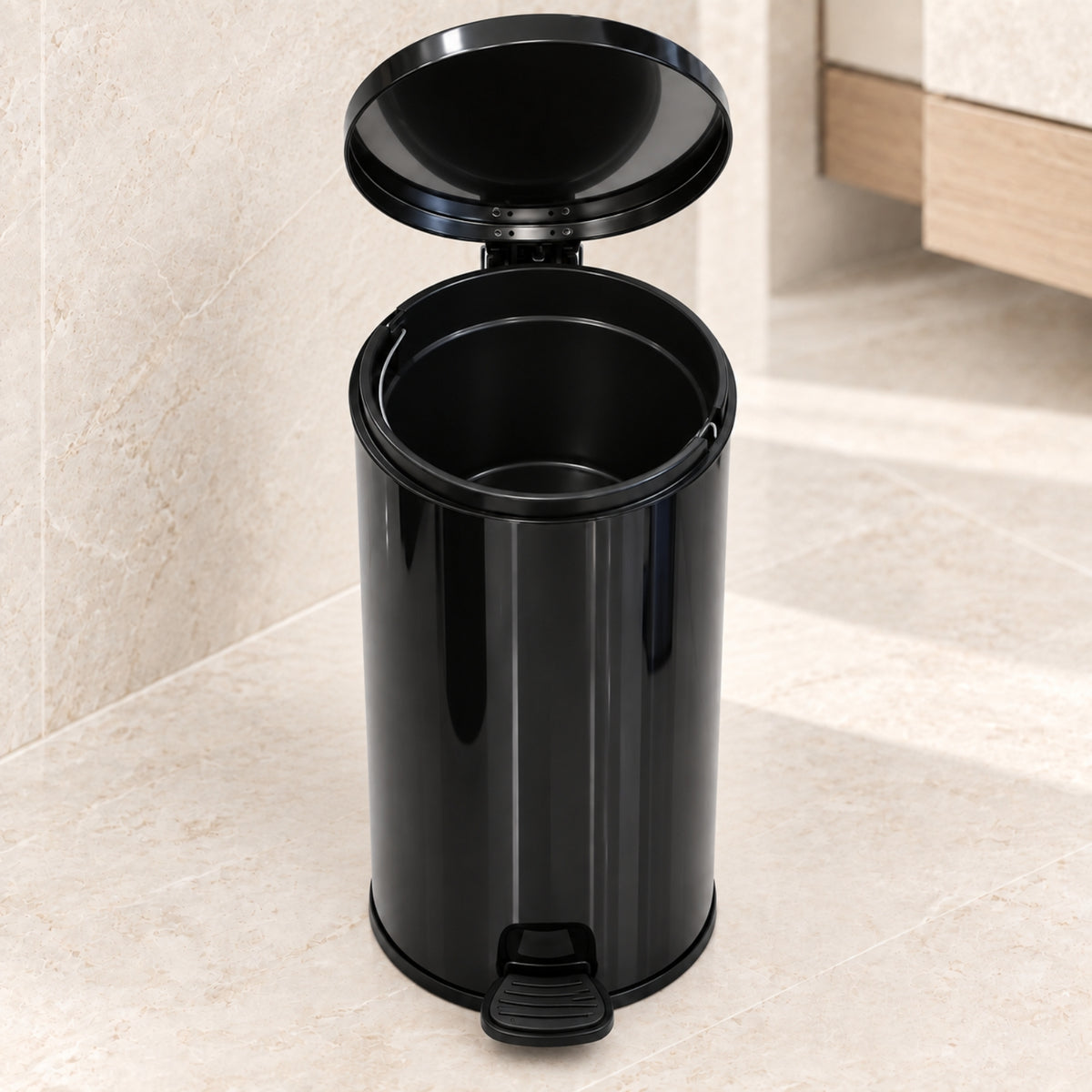12L Stainless Steel Pedal Waste Bin – Black