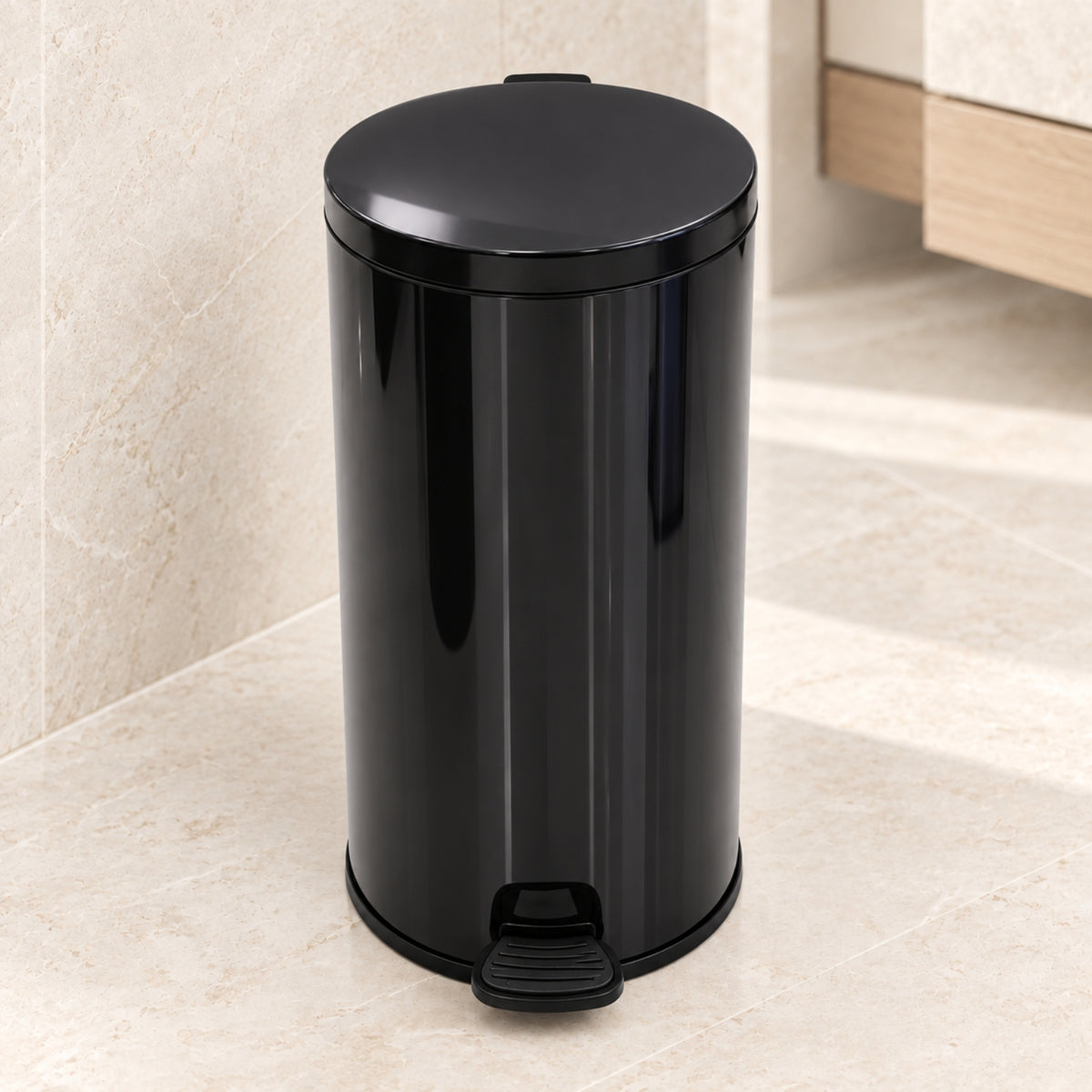 12L Stainless Steel Pedal Waste Bin – Black