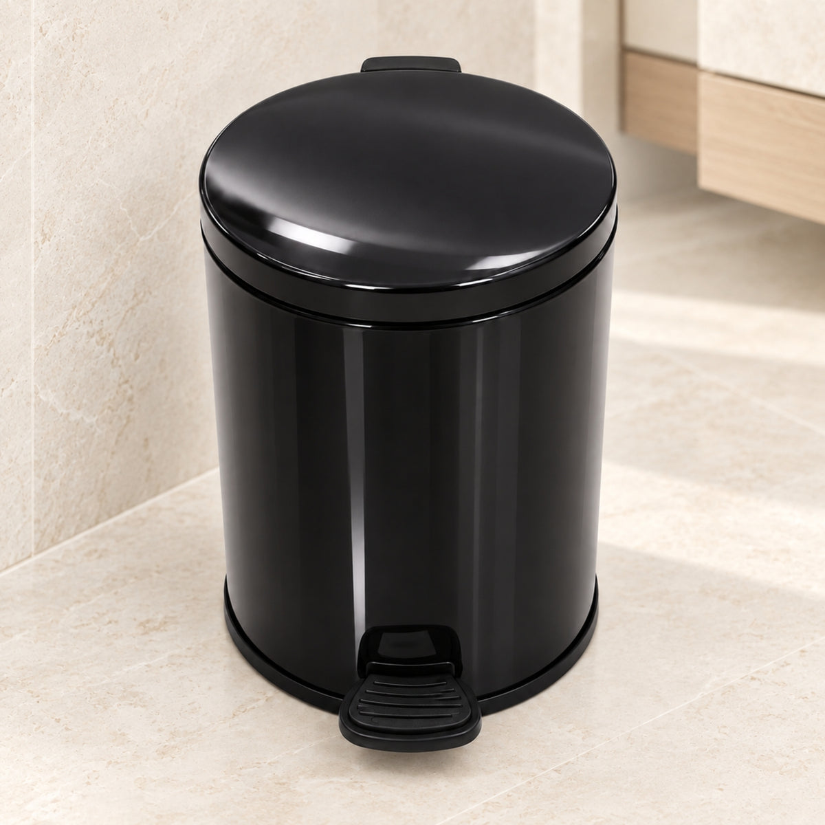 5L Stainless Steel Pedal Waste Bin – Black
